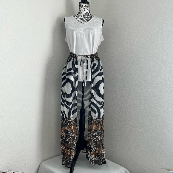 SOLD-Front Cinch-Waist Women's Chiffon Cover Up Long Duster Topper - Picture 3 of 11